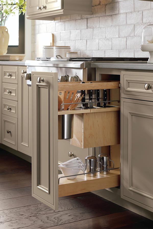 Utensil Pantry Pull Out Cabinet with Knife Block - Decora